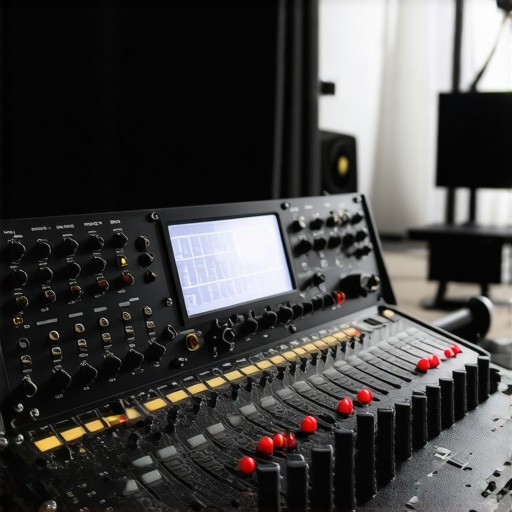 Detailed view of a professional hybrid color grading control panel combining mechanical dials and digital sliders.