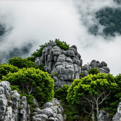 Close-up of textured rocks and foliage showing micro-contrast enhancements.