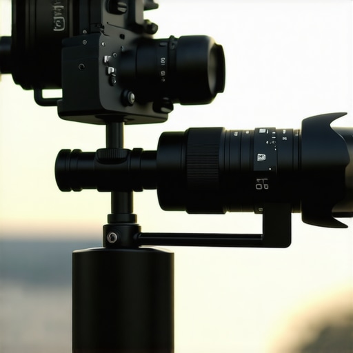 A portable camera stabilization device equipped with multiple sensors capturing steady footage in challenging outdoor conditions.