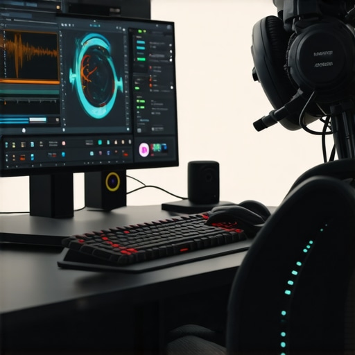 Close-up of a neural AI controller with haptic feedback in use during video editing
