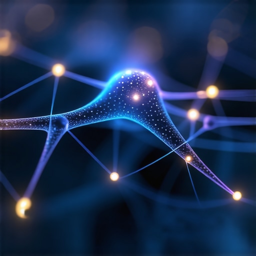A digital illustration of interconnected neural network nodes with glowing data points