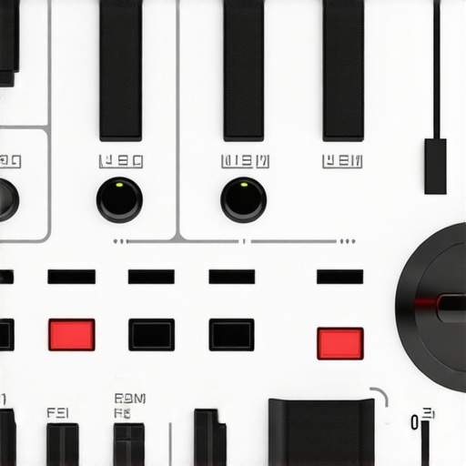 Close-up of a neural feedback haptic device with tactile dials in a modern editing studio