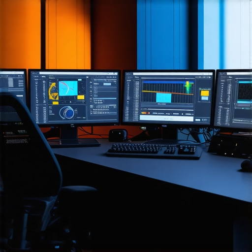 Futuristic editing workstation showcasing AI and networking tools for video editing