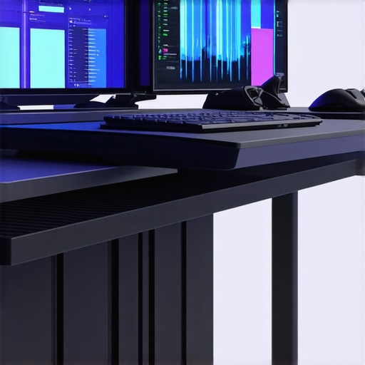 A modern editing setup featuring modular hardware controllers, haptic feedback devices, and AI-integrated media tools.