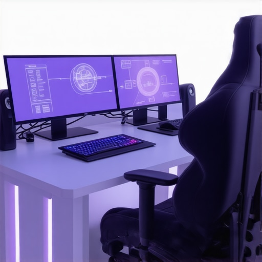 A modern editing studio featuring holographic interfaces and tactile control devices