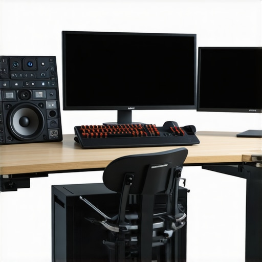 A high-tech editing studio equipped with neural interfaces, color grading panels, and advanced monitors.