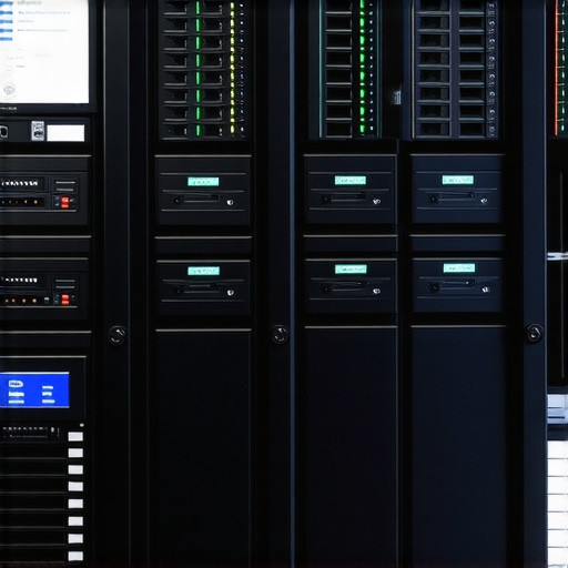 A modern NVMe SSD storage setup in an editing studio, highlighting high-speed data flow for rendering.