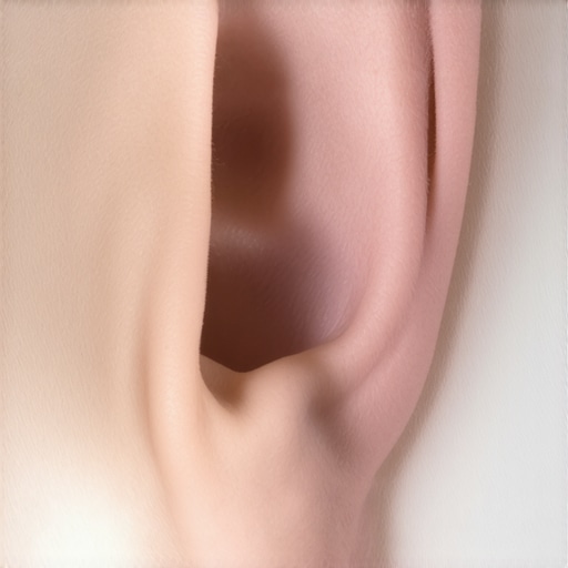 Close-up of ear scanning device capturing ear geometry for spatial audio customization.