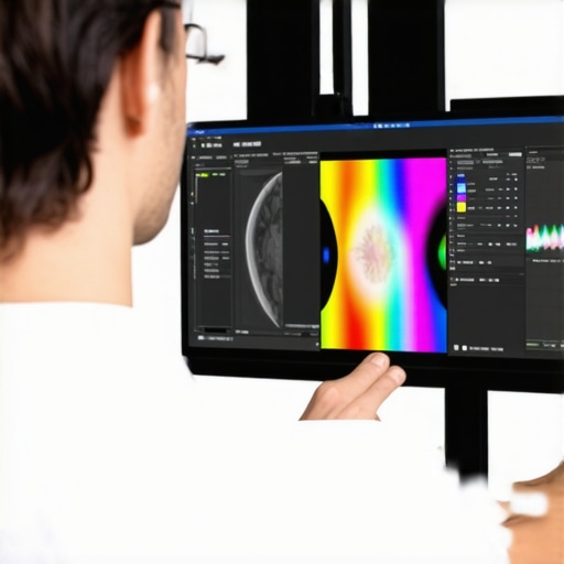 Colorist calibrating a high-end monitor with calibration hardware