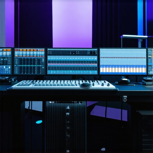A modern editing studio featuring mechanical controllers and color grading equipment.