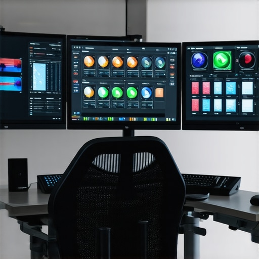 High-end color grading workspace with multiple calibrated monitors illustrating advanced color workflow