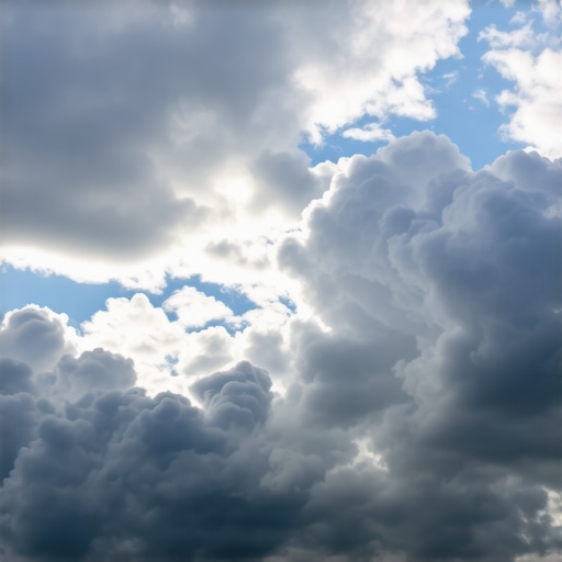 Overexposed sky in a landscape photograph showing clipped highlights, illustrating the challenge of sky recovery.