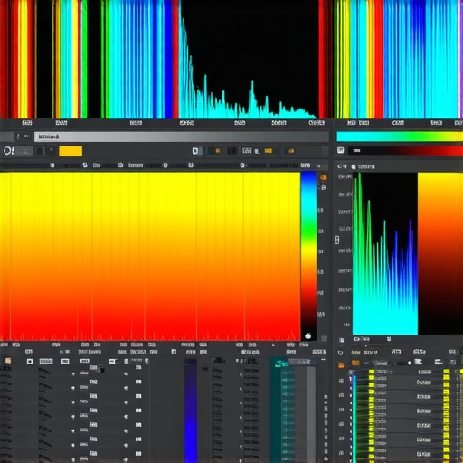 Screenshot of advanced color grading interface showing spectral analysis and color adjustment curves
