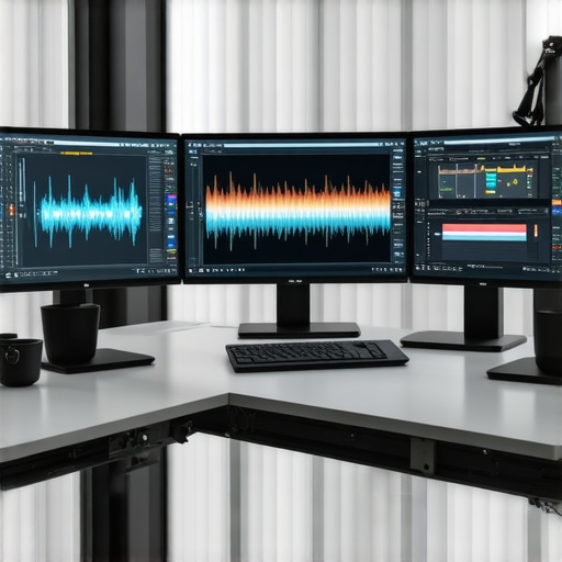 AI-enhanced editing workstation High-tech editing setup featuring AI integration