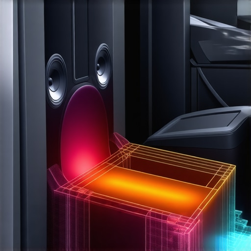 3D model illustrating vehicle interior acoustics with sound wave interactions
