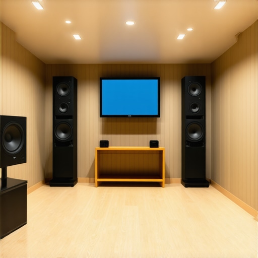 Advanced Acoustic Treatment in Studio Design Studio room equipped with various acoustic panels and diffusers for optimal sound quality