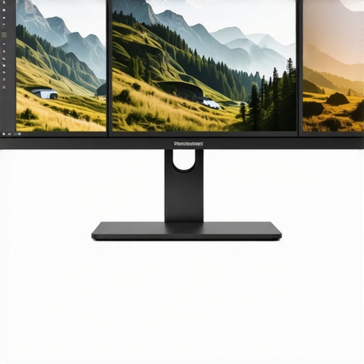 Advanced Color Grading Setup Color grading software interface on professional monitor showcasing landscape edits