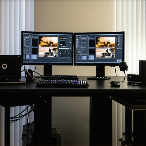 Advanced Color Grading Workspace A professional editor's digital workspace with color scopes and grading panels.
