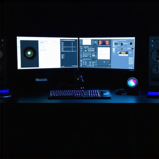 Advanced Editing Setup with Dual Monitors and SSDs Screenshot of a high-end editing workstation featuring dual monitors and external SSDs