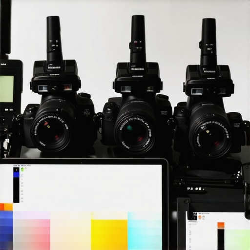Spectral radiometers and color charts used for precise camera sensor calibration.