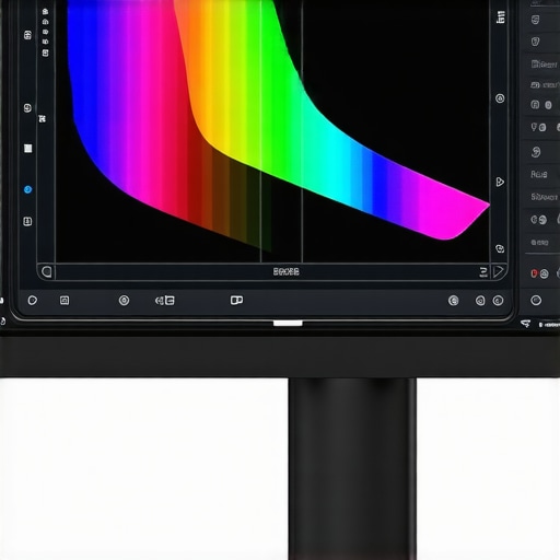 Advanced Wide Gamut Calibration Screen Close-up of a high-end monitor showing calibration software for wide color gamuts