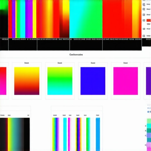 Color Calibration Tools on High-Precision Monitor Monitor with calibration tools showing color profiles and test patterns