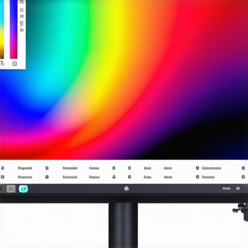 Professional monitor displaying wide color spectrum for cinematic color grading.