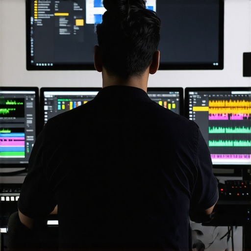 A skilled editor working on mask refinement in DaVinci Resolve with dual monitors and editing tools