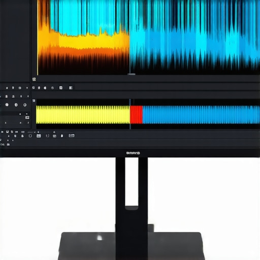 A cutting-edge HDR OLED monitor demonstrating spectral waveform visualization in a professional audio editing environment.
