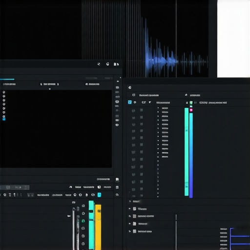 A professional editing station displaying synchronized audio, video, and text editing tools.