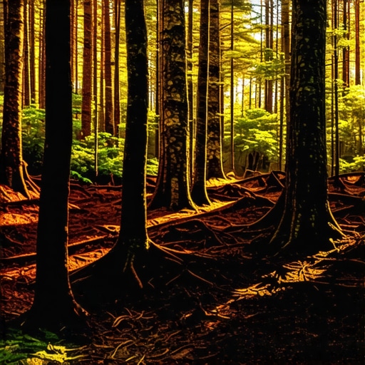 Advanced multispectral camera capturing detailed shadows in dense forest environment.