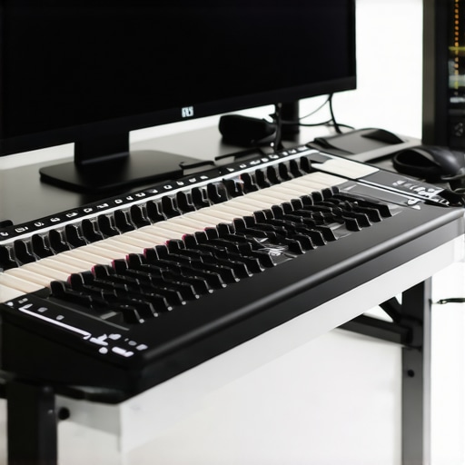 A modern digital editing studio with custom control panels and ergonomic hardware.