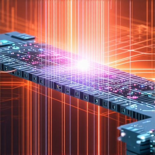 Next-Generation Signal Transmission Visual of advanced quantum communication technology with fiber optics and quantum effects.