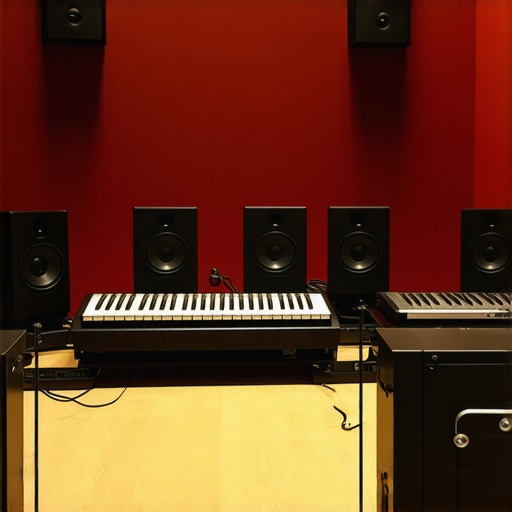 Optimized Acoustic Environment for Accurate Loudness Perception A professional audio studio featuring sound-absorbing panels, calibrated speakers, and control monitors.