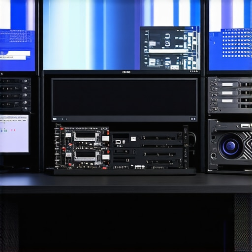 Optimized Editing Workstation for Creative Professionals High-end computer workstation with multiple monitors, RAM modules, SSDs, and GPU for video editing