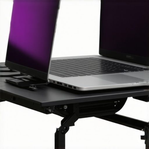 Optimized Laptop Cooling Setup for Video Editing Laptop on a cooling stand with minimal fan noise during editing