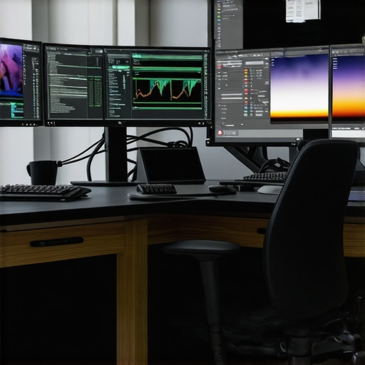 A professional editing setup highlighting a high-end color grading monitor and control surface