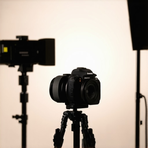 Camera and lighting equipment used for filming in low-light conditions