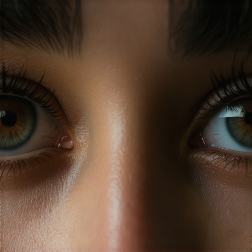 Detailed close-up of human eyes showcasing iris textures and natural reflections for professional editing techniques.