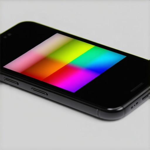 Handheld spectral measurement device capturing color data from a mobile screen.