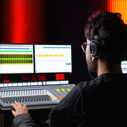 Spectral Editing in Action for Echo Removal Audio engineer using spectral editing software to precisely remove echo from voice recording.