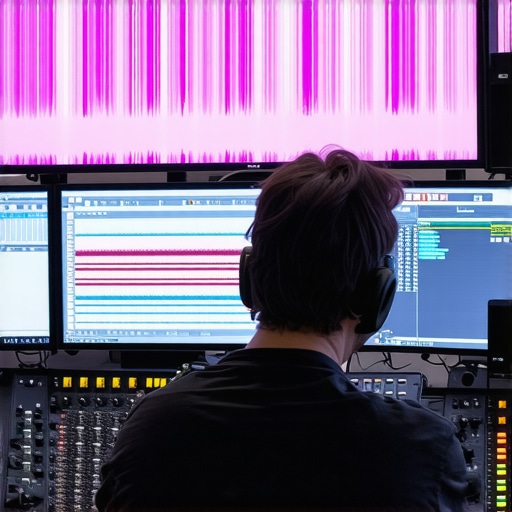Spectral Repair in Action Sound engineer working with spectral repair tools on audio waveform