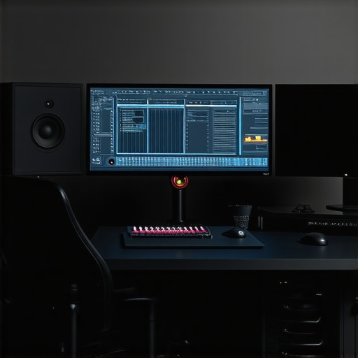 High-tech editing room with top-tier monitors and tactile control devices.