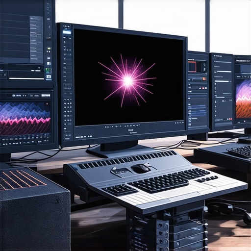 AI-Enhanced Editing Interface Futuristic illustration of AI-integrated media editing software displaying neural network features and robotic assistance