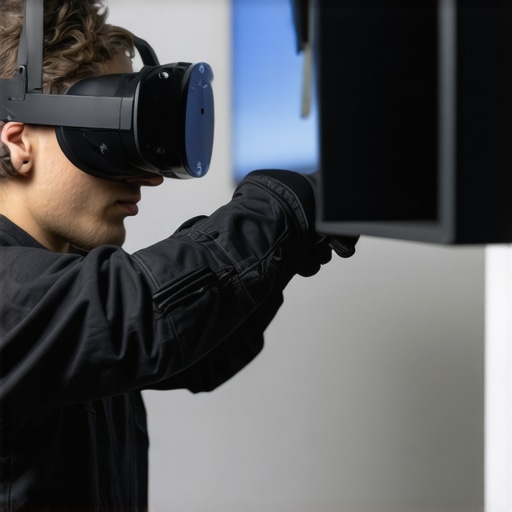 An editor interacting with a virtual scene using AR tools to improve background reconstruction.