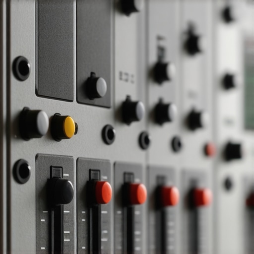 Audio engineer adjusting multiple voice tracks on a professional mixing console