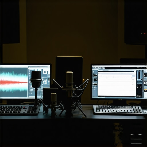 Audio engineer working with spectral analyzer in a professional studio during phase correction
