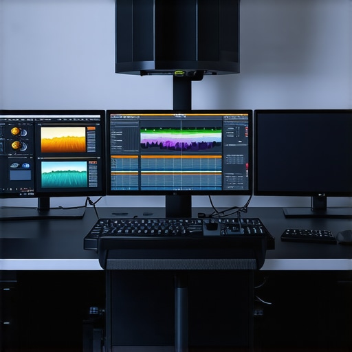 Advanced Editing Hardware Setup Professional editing workstation with specialized hardware accessories.