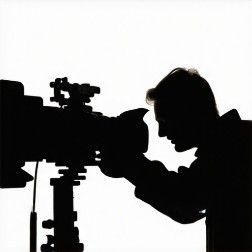 Videographer setting camera parameters for optimal shadow detail in dimly lit scene