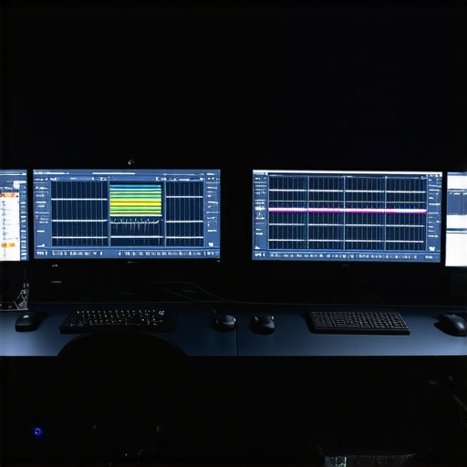 Advanced Post-Production Editing Suite with Calibrated Displays Professional editing studio showcasing calibrated monitors and color management tools.